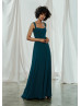 Wide Straps Teal Chiffon Bridesmaid Dress